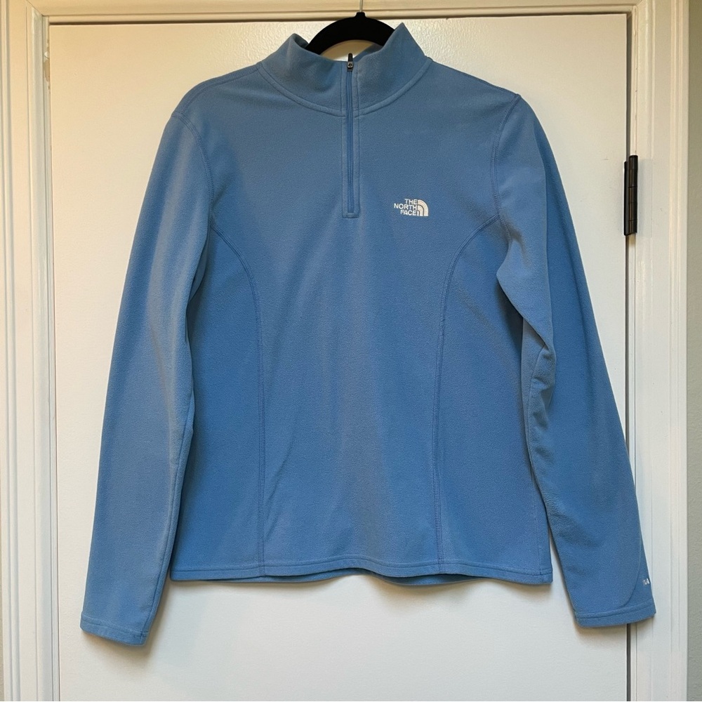 The North Face TKA 100 Glacier Fleece Light Blue 1/4 Zip Fleece Pullover Medium